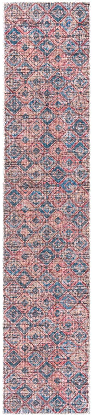 Washable Peach and Blue 2' 7 x 12' Sisu Runner Area Rug Easy to Clean Stain Resistant & Durable Polyester Chenille Distressed Vintage Look Carpet for Sale at Rug Engine