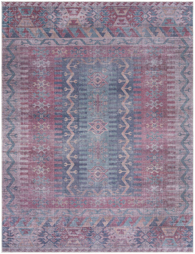 Washable Multicolor 9' 2 x 12' Sisu Rectangle Area Rug Easy to Clean Stain Resistant & Durable Polyester Chenille Distressed Vintage Look Carpet for Sale at Rug Engine