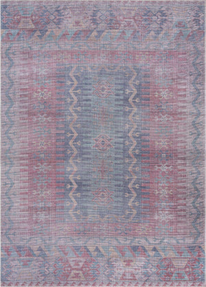 Washable Multicolor 7' 3 x 10' Sisu Rectangle Area Rug Easy to Clean Stain Resistant & Durable Polyester Chenille Distressed Vintage Look Carpet for Sale at Rug Engine