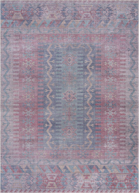 Washable Multicolor 7' 3 x 10' Sisu Rectangle Area Rug Easy to Clean Stain Resistant & Durable Polyester Chenille Distressed Vintage Look Carpet for Sale at Rug Engine
