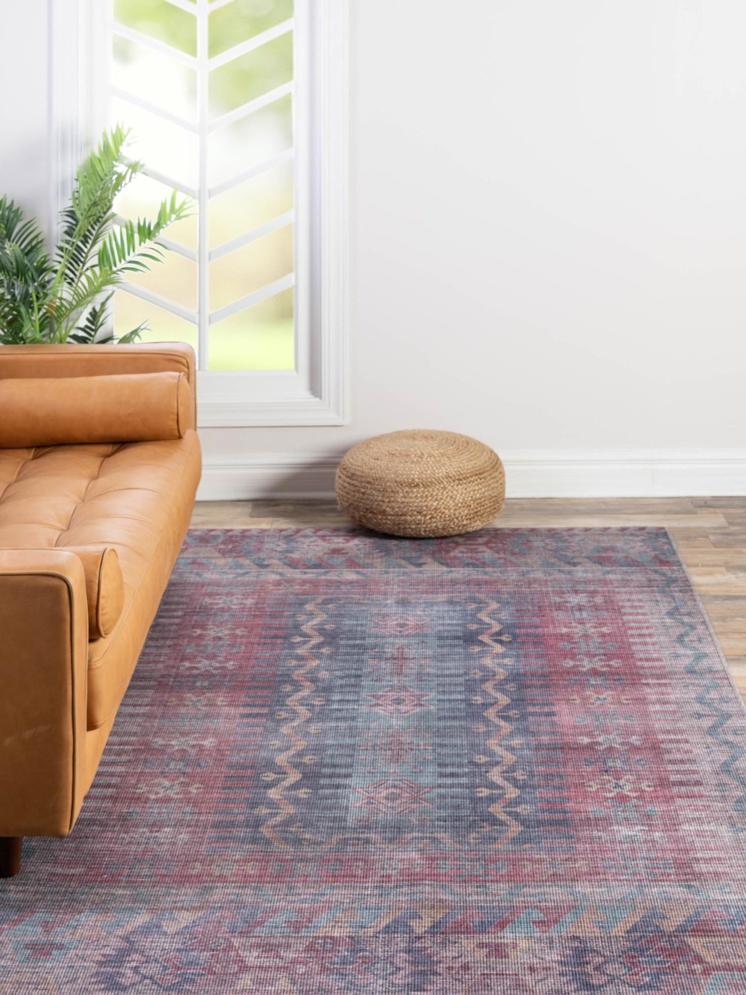 Washable Multicolor 7' 10 x 10' Sisu Rectangle Area Rug Easy to Clean Stain Resistant & Durable Polyester Chenille Distressed Vintage Look Carpet for Sale at Rug Engine