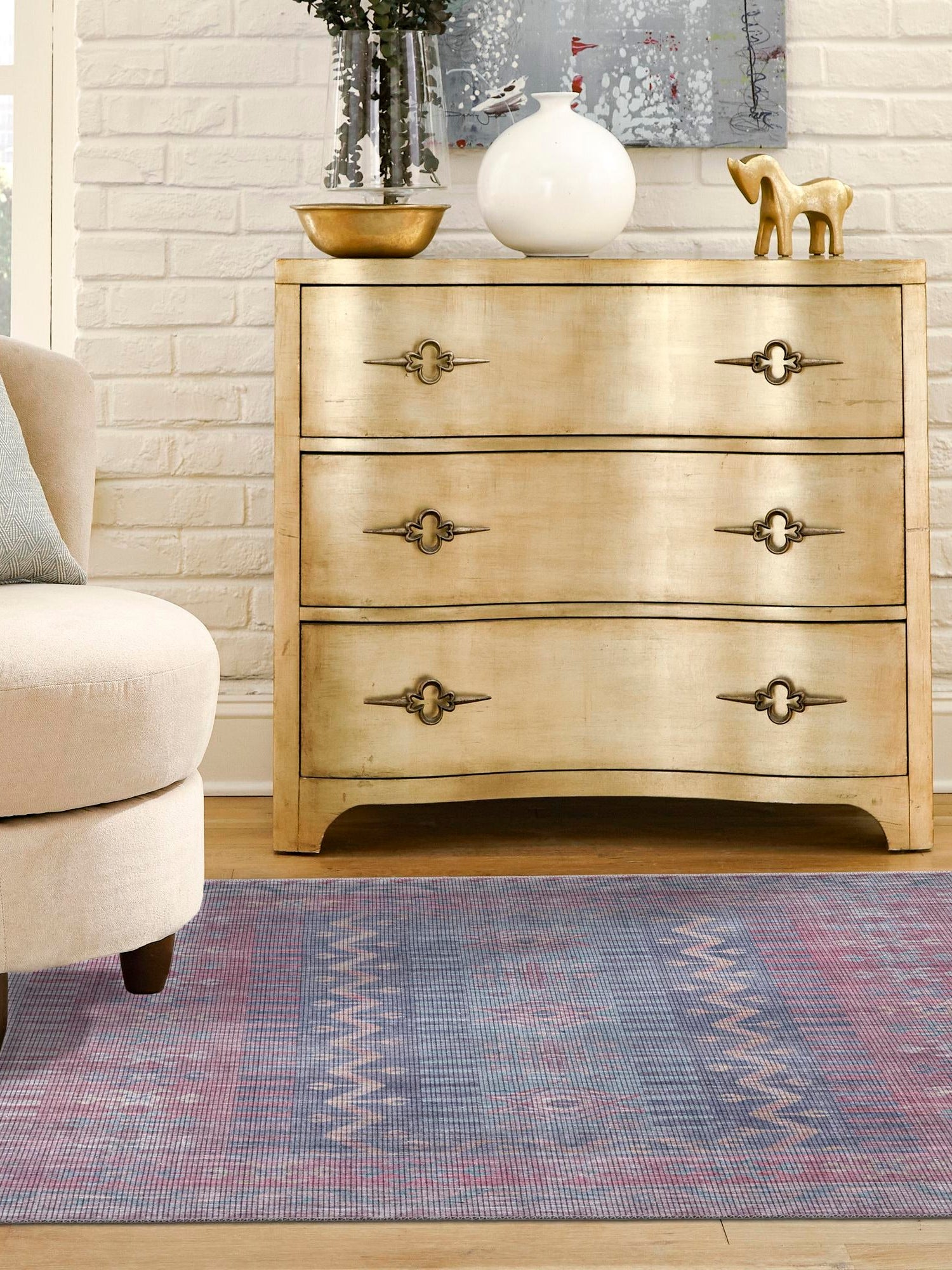 Washable Multicolor 7' 10 x 7' 10 Sisu Square Area Rug Easy to Clean Stain Resistant & Durable Polyester Chenille Distressed Vintage Look Carpet for Sale at Rug Engine
