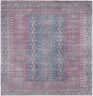 Washable Multicolor 5' 3 x 5' 3 Sisu Square Area Rug Easy to Clean Stain Resistant & Durable Polyester Chenille Distressed Vintage Look Carpet for Sale at Rug Engine