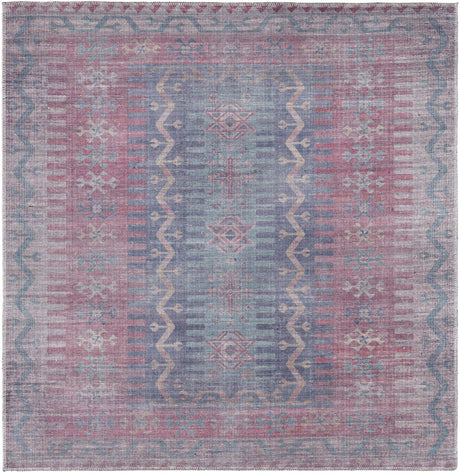 Washable Multicolor 5' 3 x 5' 3 Sisu Square Area Rug Easy to Clean Stain Resistant & Durable Polyester Chenille Distressed Vintage Look Carpet for Sale at Rug Engine
