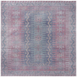 Washable Multicolor 7' 3 x 7' 3 Sisu Square Area Rug Easy to Clean Stain Resistant & Durable Polyester Chenille Distressed Vintage Look Carpet for Sale at Rug Engine