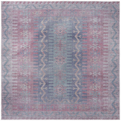 Washable Multicolor 7' 3 x 7' 3 Sisu Square Area Rug Easy to Clean Stain Resistant & Durable Polyester Chenille Distressed Vintage Look Carpet for Sale at Rug Engine