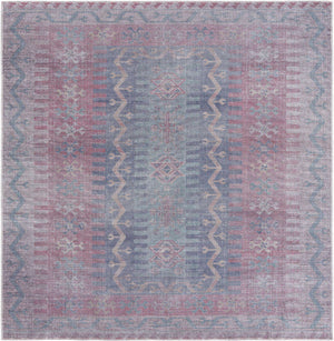 Washable Multicolor 7' 10 x 7' 10 Sisu Square Area Rug Easy to Clean Stain Resistant & Durable Polyester Chenille Distressed Vintage Look Carpet for Sale at Rug Engine