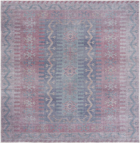 Washable Multicolor 7' 10 x 7' 10 Sisu Square Area Rug Easy to Clean Stain Resistant & Durable Polyester Chenille Distressed Vintage Look Carpet for Sale at Rug Engine