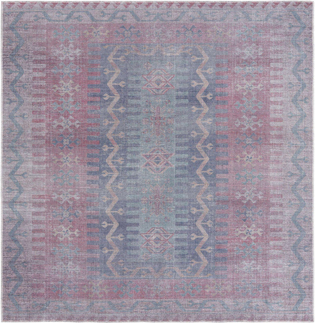 Washable Multicolor 7' 10 x 7' 10 Sisu Square Area Rug Easy to Clean Stain Resistant & Durable Polyester Chenille Distressed Vintage Look Carpet for Sale at Rug Engine