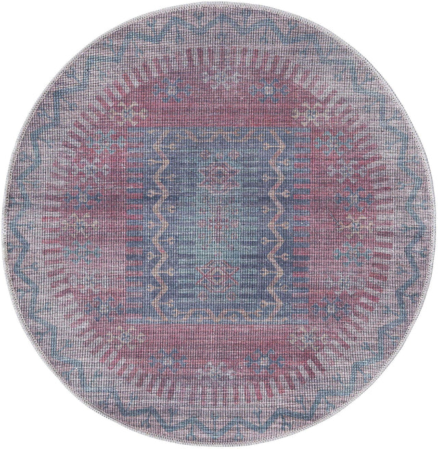 Washable Multicolor 3' 3 x 3' 3 Sisu Round Area Rug Easy to Clean Stain Resistant & Durable Polyester Chenille Distressed Vintage Look Carpet for Sale at Rug Engine