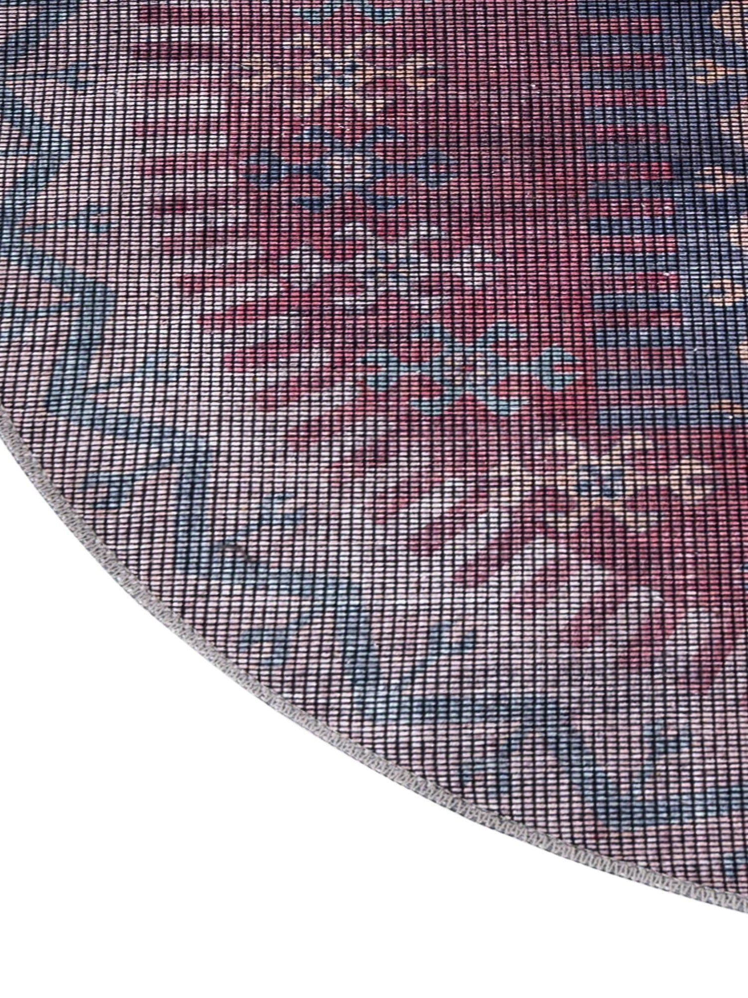 Washable Multicolor 3' 3 x 3' 3 Sisu Round Area Rug Easy to Clean Stain Resistant & Durable Polyester Chenille Distressed Vintage Look Carpet for Sale at Rug Engine