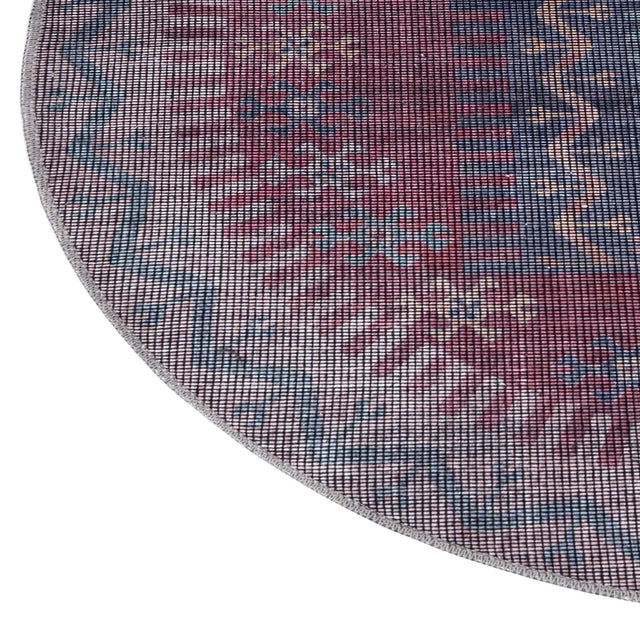 Washable Multicolor 3' 3 x 3' 3 Sisu Round Area Rug Easy to Clean Stain Resistant & Durable Polyester Chenille Distressed Vintage Look Carpet for Sale at Rug Engine