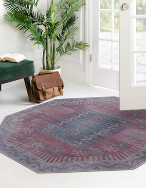Washable Multicolor 5' 3 x 5' 3 Sisu Octagon Area Rug Easy to Clean Stain Resistant & Durable Polyester Chenille Distressed Vintage Look Carpet for Sale at Rug Engine