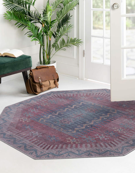 Washable Multicolor 7' 10 x 7' 10 Sisu Octagon Area Rug Easy to Clean Stain Resistant & Durable Polyester Chenille Distressed Vintage Look Carpet for Sale at Rug Engine