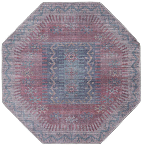 Washable Multicolor 5' 3 x 5' 3 Sisu Octagon Area Rug Easy to Clean Stain Resistant & Durable Polyester Chenille Distressed Vintage Look Carpet for Sale at Rug Engine