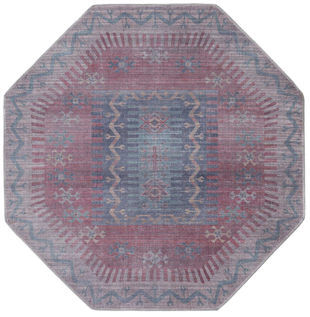 Washable Multicolor 5' 3 x 5' 3 Sisu Octagon Area Rug Easy to Clean Stain Resistant & Durable Polyester Chenille Distressed Vintage Look Carpet for Sale at Rug Engine
