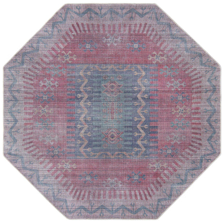 Washable Multicolor 7' 10 x 7' 10 Sisu Octagon Area Rug Easy to Clean Stain Resistant & Durable Polyester Chenille Distressed Vintage Look Carpet for Sale at Rug Engine