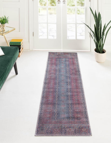 Washable Multicolor 2' x 5' Sisu Runner Area Rug Easy to Clean Stain Resistant & Durable Polyester Chenille Distressed Vintage Look Carpet for Sale at Rug Engine