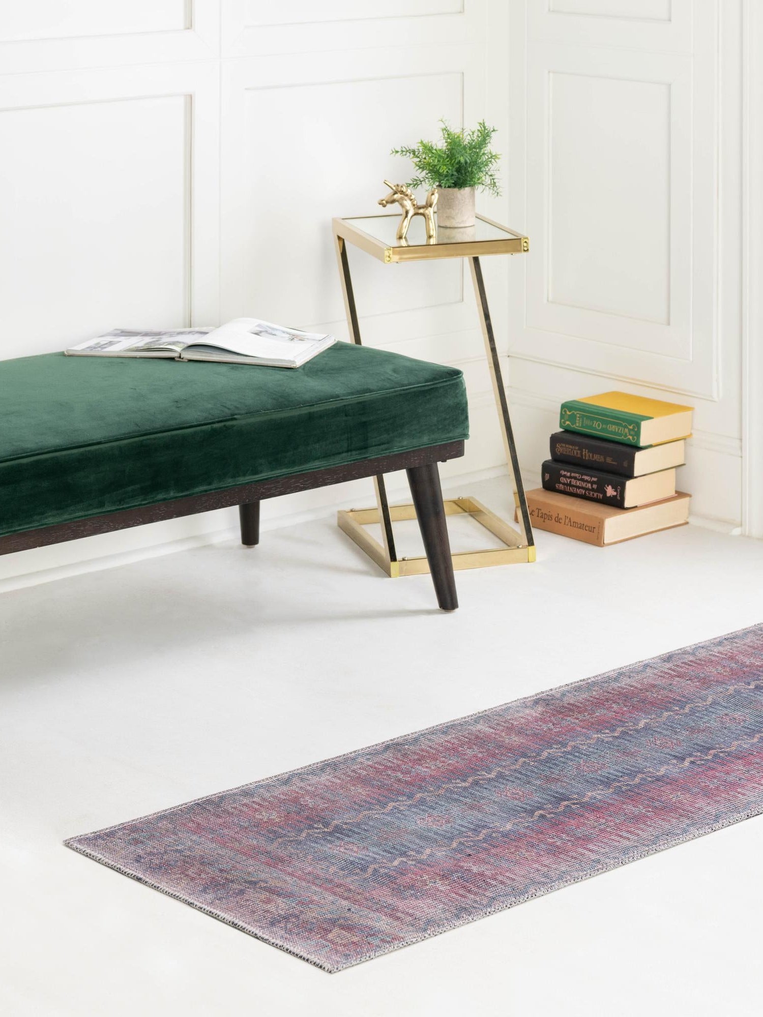Washable Multicolor 2' x 6' Sisu Runner Area Rug Easy to Clean Stain Resistant & Durable Polyester Chenille Distressed Vintage Look Carpet for Sale at Rug Engine
