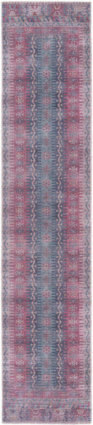 Washable Multicolor 2' 7 x 12' Sisu Runner Area Rug Easy to Clean Stain Resistant & Durable Polyester Chenille Distressed Vintage Look Carpet for Sale at Rug Engine