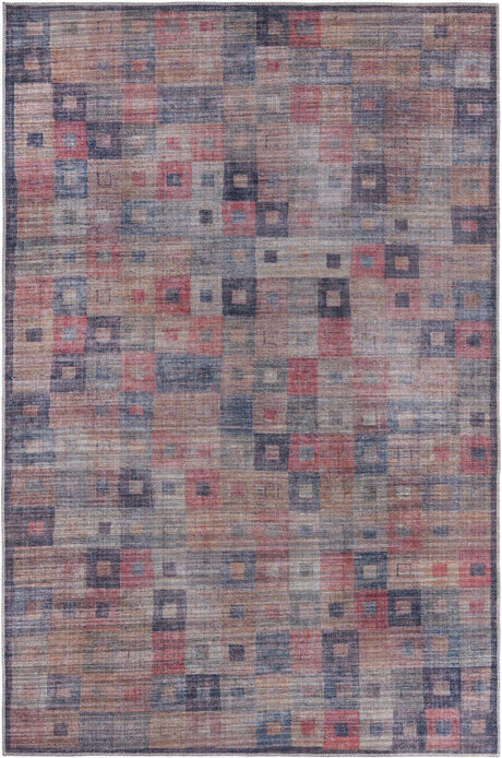 Washable Multicolor 5' 11 x 9' Sisu Rectangle Area Rug Easy to Clean Stain Resistant & Durable Polyester Chenille Distressed Vintage Look Carpet for Sale at Rug Engine