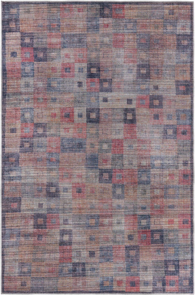 Washable Multicolor 5' 11 x 9' Sisu Rectangle Area Rug Easy to Clean Stain Resistant & Durable Polyester Chenille Distressed Vintage Look Carpet for Sale at Rug Engine