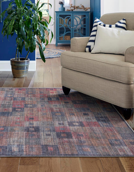Washable Multicolor 5' 11 x 9' Sisu Rectangle Area Rug Easy to Clean Stain Resistant & Durable Polyester Chenille Distressed Vintage Look Carpet for Sale at Rug Engine