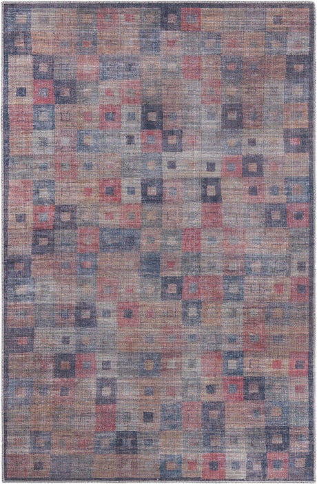 Washable Multicolor 5' 3 x 8' Sisu Rectangle Area Rug Easy to Clean Stain Resistant & Durable Polyester Chenille Distressed Vintage Look Carpet for Sale at Rug Engine