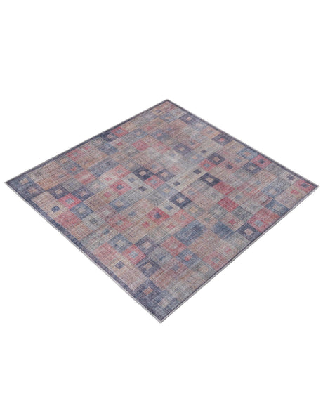 Washable Multicolor 5' 3 x 5' 3 Sisu Square Area Rug Easy to Clean Stain Resistant & Durable Polyester Chenille Distressed Vintage Look Carpet for Sale at Rug Engine