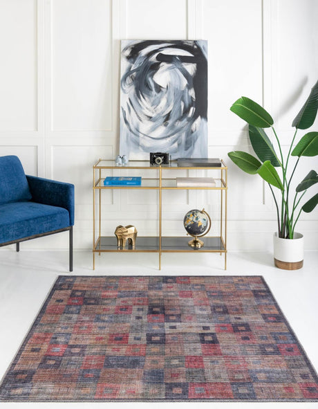 Washable Multicolor 7' 10 x 7' 10 Sisu Square Area Rug Easy to Clean Stain Resistant & Durable Polyester Chenille Distressed Vintage Look Carpet for Sale at Rug Engine