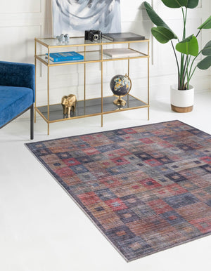 Washable Multicolor 7' 10 x 7' 10 Sisu Square Area Rug Easy to Clean Stain Resistant & Durable Polyester Chenille Distressed Vintage Look Carpet for Sale at Rug Engine