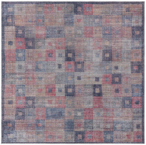 Washable Multicolor 7' 3 x 7' 3 Sisu Square Area Rug Easy to Clean Stain Resistant & Durable Polyester Chenille Distressed Vintage Look Carpet for Sale at Rug Engine