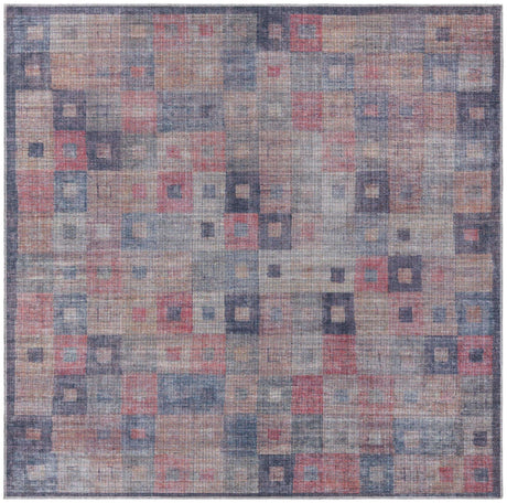 Washable Multicolor 7' 3 x 7' 3 Sisu Square Area Rug Easy to Clean Stain Resistant & Durable Polyester Chenille Distressed Vintage Look Carpet for Sale at Rug Engine