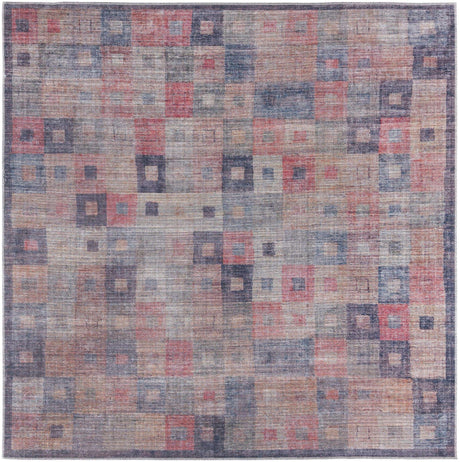Washable Multicolor 7' 10 x 7' 10 Sisu Square Area Rug Easy to Clean Stain Resistant & Durable Polyester Chenille Distressed Vintage Look Carpet for Sale at Rug Engine