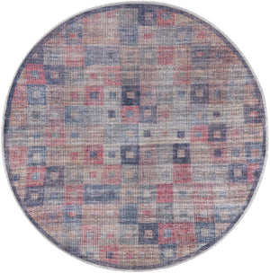 Washable Multicolor 3' 3 x 3' 3 Sisu Round Area Rug Easy to Clean Stain Resistant & Durable Polyester Chenille Distressed Vintage Look Carpet for Sale at Rug Engine