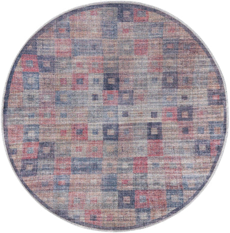 Washable Multicolor 3' 3 x 3' 3 Sisu Round Area Rug Easy to Clean Stain Resistant & Durable Polyester Chenille Distressed Vintage Look Carpet for Sale at Rug Engine