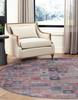 Washable Multicolor 3' 3 x 3' 3 Sisu Round Area Rug Easy to Clean Stain Resistant & Durable Polyester Chenille Distressed Vintage Look Carpet for Sale at Rug Engine