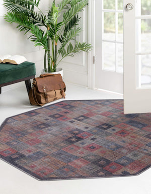 Washable Multicolor 5' 3 x 5' 3 Sisu Octagon Area Rug Easy to Clean Stain Resistant & Durable Polyester Chenille Distressed Vintage Look Carpet for Sale at Rug Engine
