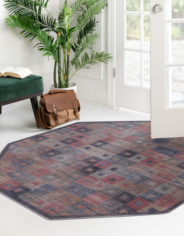 Washable Multicolor 7' 10 x 7' 10 Sisu Octagon Area Rug Easy to Clean Stain Resistant & Durable Polyester Chenille Distressed Vintage Look Carpet for Sale at Rug Engine