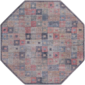 Washable Multicolor 5' 3 x 5' 3 Sisu Octagon Area Rug Easy to Clean Stain Resistant & Durable Polyester Chenille Distressed Vintage Look Carpet for Sale at Rug Engine