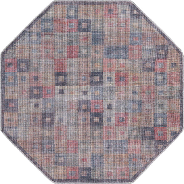 Washable Multicolor 5' 3 x 5' 3 Sisu Octagon Area Rug Easy to Clean Stain Resistant & Durable Polyester Chenille Distressed Vintage Look Carpet for Sale at Rug Engine