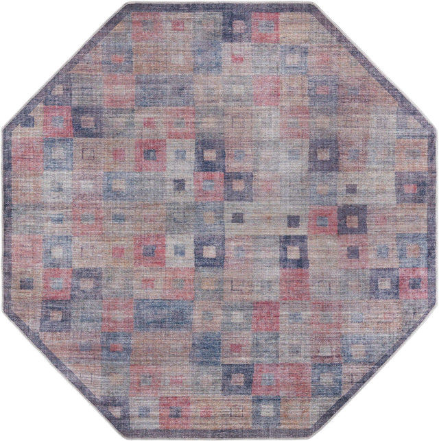 Washable Multicolor 7' 10 x 7' 10 Sisu Octagon Area Rug Easy to Clean Stain Resistant & Durable Polyester Chenille Distressed Vintage Look Carpet for Sale at Rug Engine