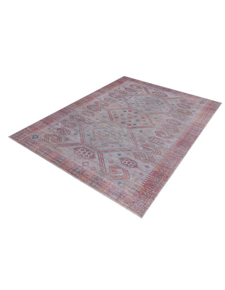 Washable Rust red and Beige 10' 6 x 13' Sisu Rectangle Area Rug Easy to Clean Stain Resistant & Durable Polyester Chenille Distressed Vintage Look Carpet for Sale at Rug Engine