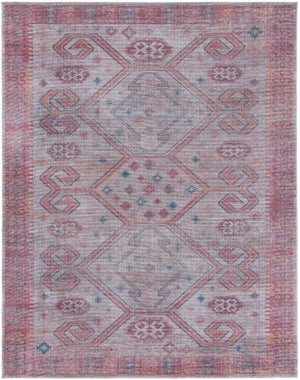 Washable Rust red and Beige 7' 10 x 10' Sisu Rectangle Area Rug Easy to Clean Stain Resistant & Durable Polyester Chenille Distressed Vintage Look Carpet for Sale at Rug Engine