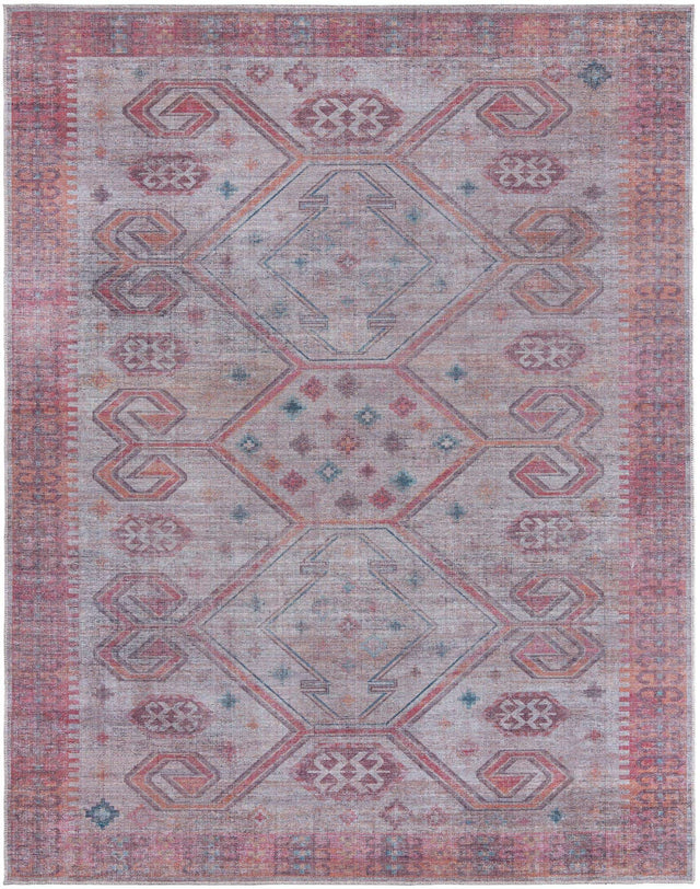 Washable Rust red and Beige 7' 10 x 10' Sisu Rectangle Area Rug Easy to Clean Stain Resistant & Durable Polyester Chenille Distressed Vintage Look Carpet for Sale at Rug Engine