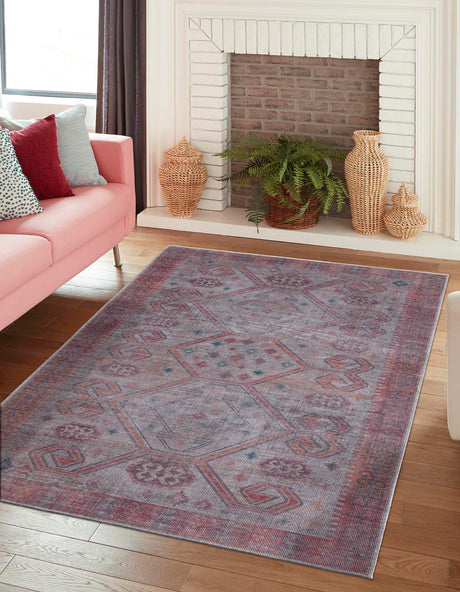 Rust red and Beige 10' 6 x 13' Sisu Washable Rectangle Rug