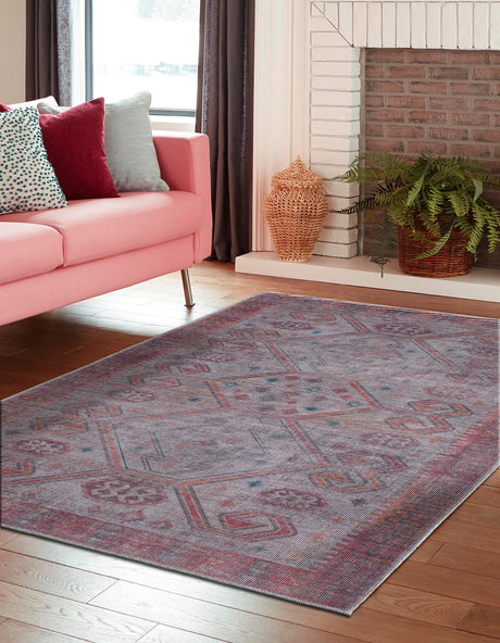 Washable Rust red and Beige 10' 6 x 13' Sisu Rectangle Area Rug Easy to Clean Stain Resistant & Durable Polyester Chenille Distressed Vintage Look Carpet for Sale at Rug Engine