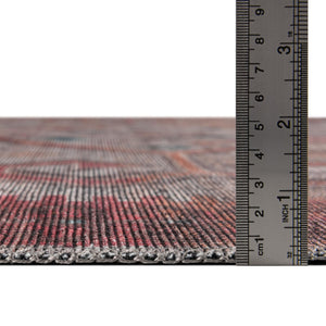 Washable Rust red and Beige 3' 11 x 6' Sisu Rectangle Area Rug Easy to Clean Stain Resistant & Durable Polyester Chenille Distressed Vintage Look Carpet for Sale at Rug Engine
