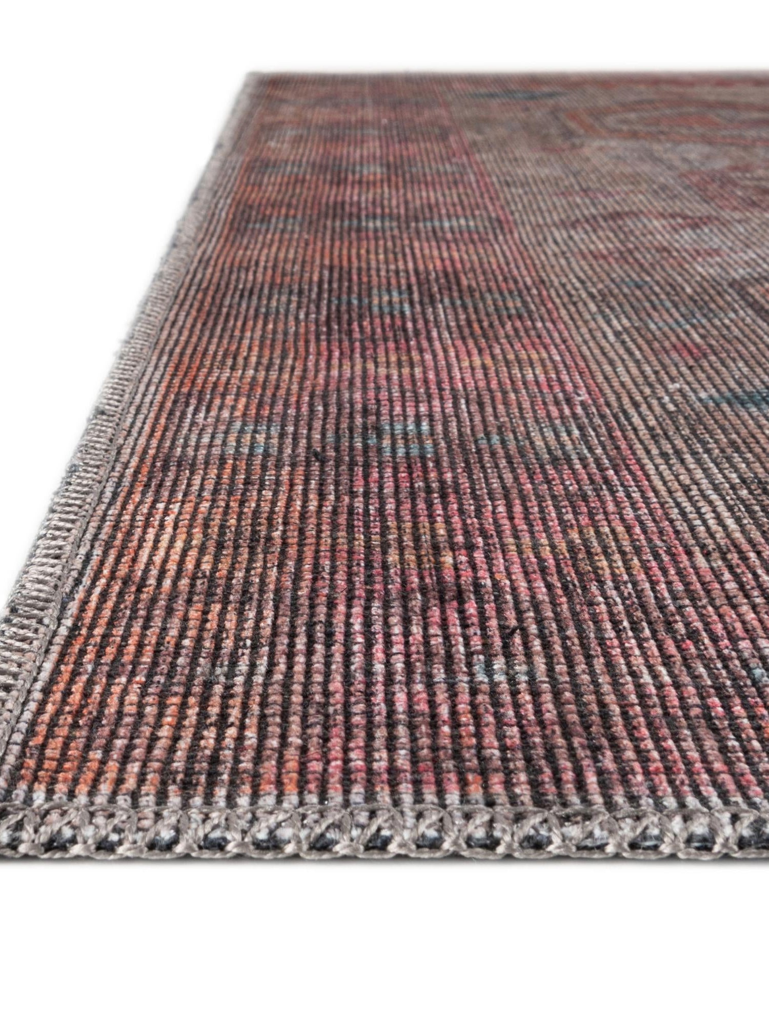 Washable Rust red and Beige 5' 11 x 9' Sisu Rectangle Area Rug Easy to Clean Stain Resistant & Durable Polyester Chenille Distressed Vintage Look Carpet for Sale at Rug Engine