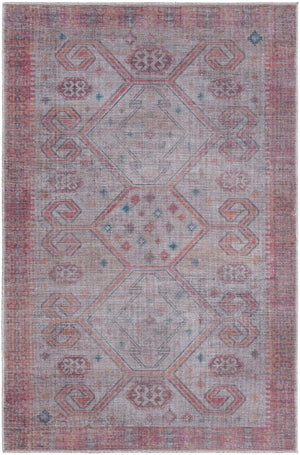 Washable Rust red and Beige 5' 3 x 8' Sisu Rectangle Area Rug Easy to Clean Stain Resistant & Durable Polyester Chenille Distressed Vintage Look Carpet for Sale at Rug Engine